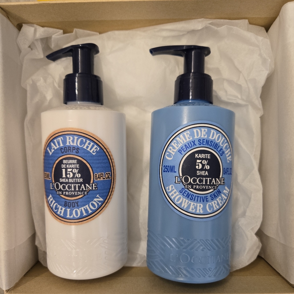 L'Occitane Yellow Gift Box Set W/ Body Lotion And Shower Cream.